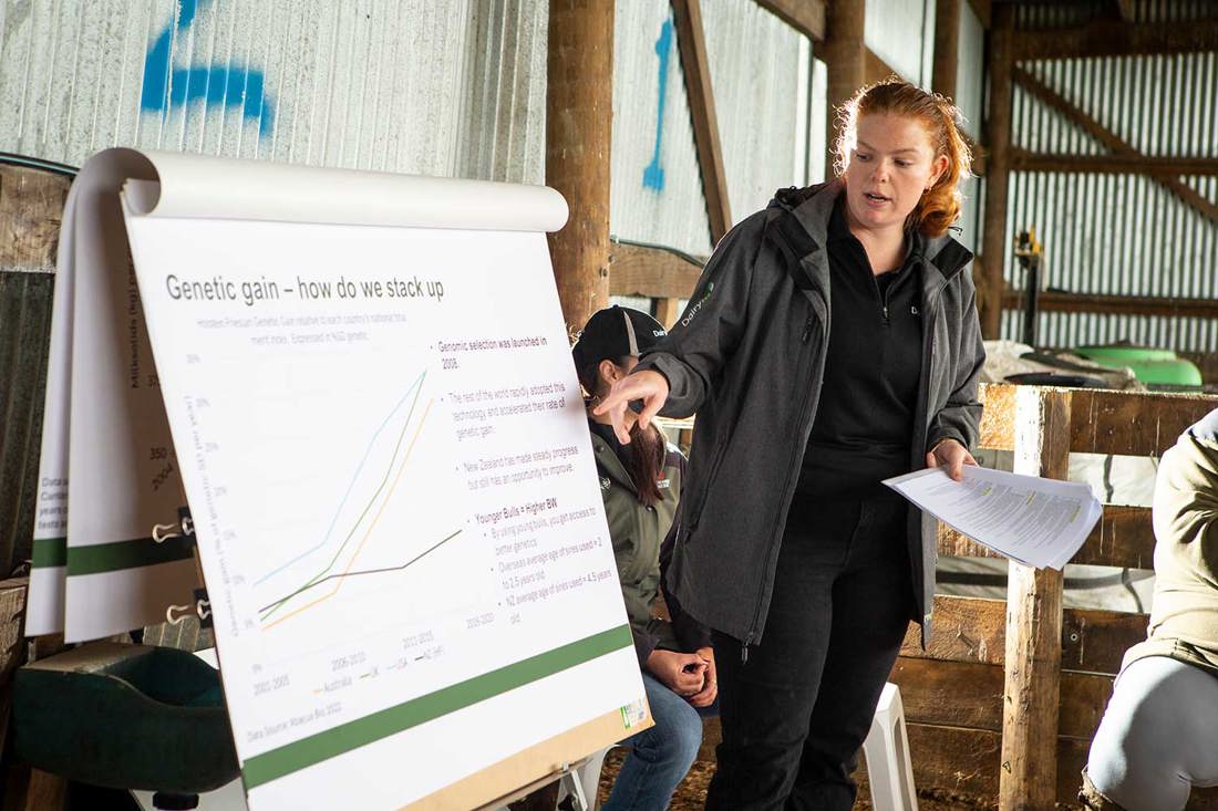 Becky Curry, DairyNZ geneticist, shared practical insights on using genetics and data to improve breeding decisions and lift herd productivity. 