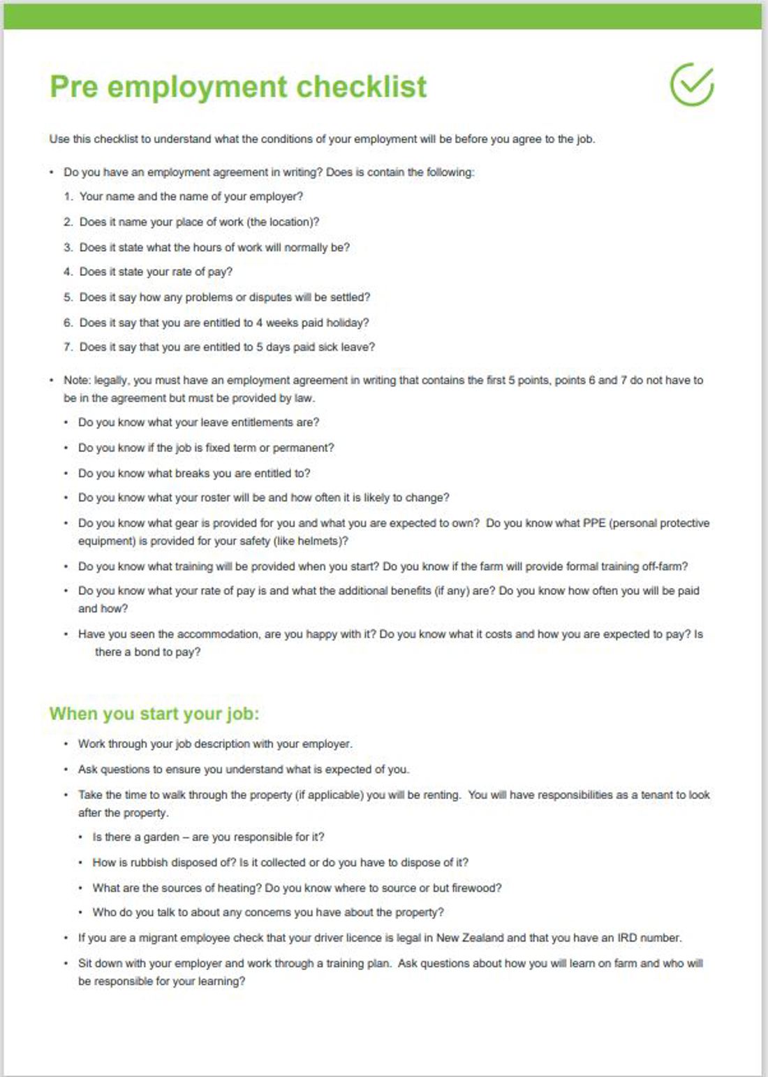 Pre Employment Checklist Image
