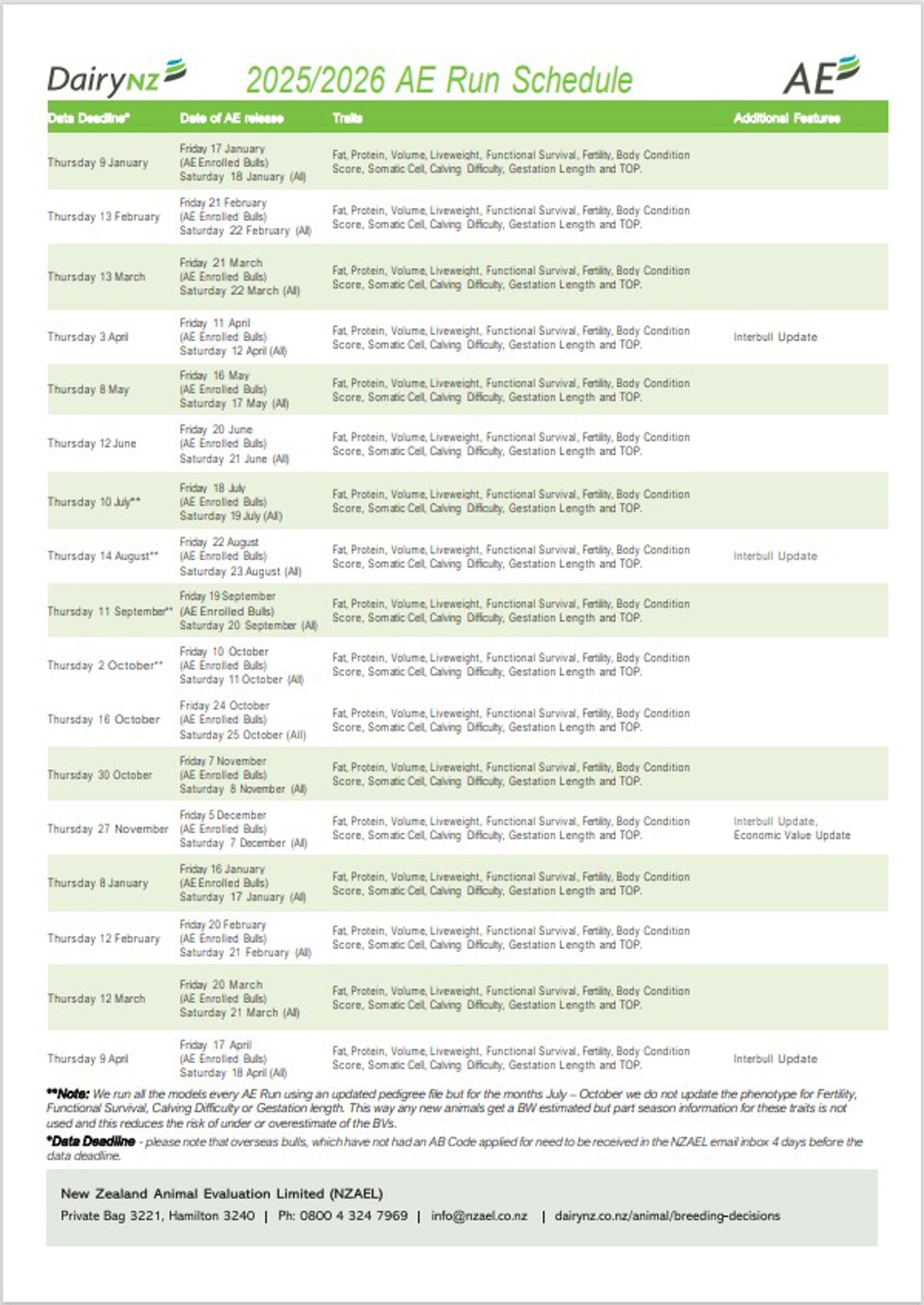 AE Run Schedule 2025 2026 Image