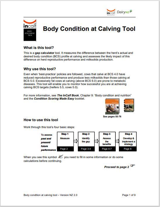 Incalf Body Condition At Calving Tool Image