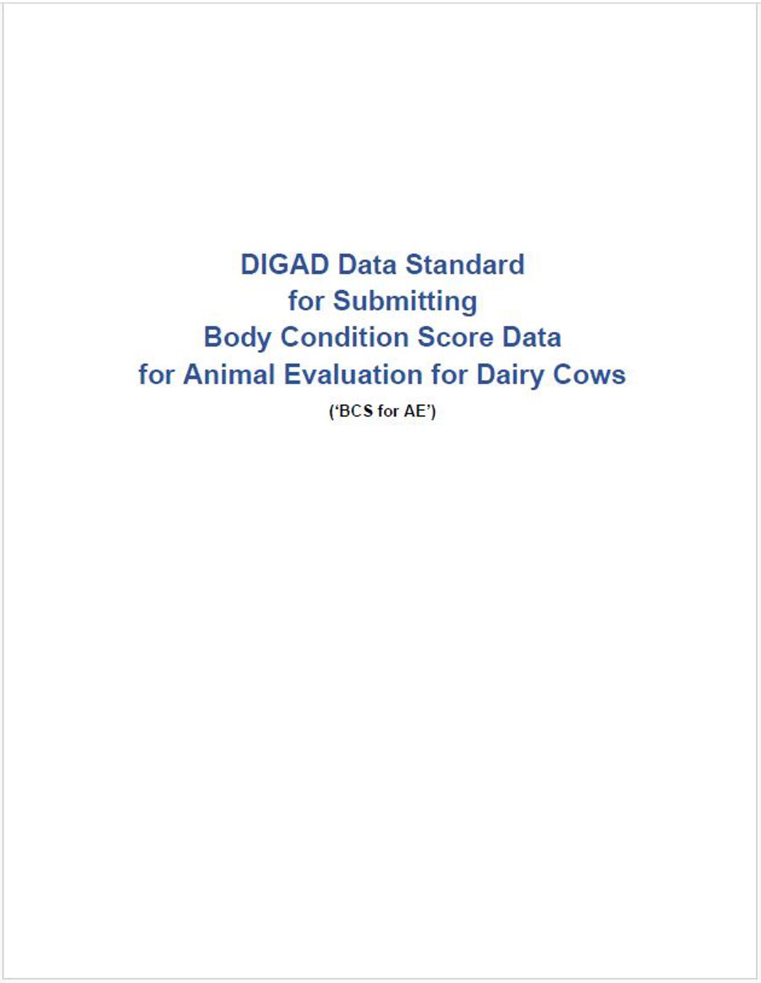 Digad Data Standard Body Condition Score Image