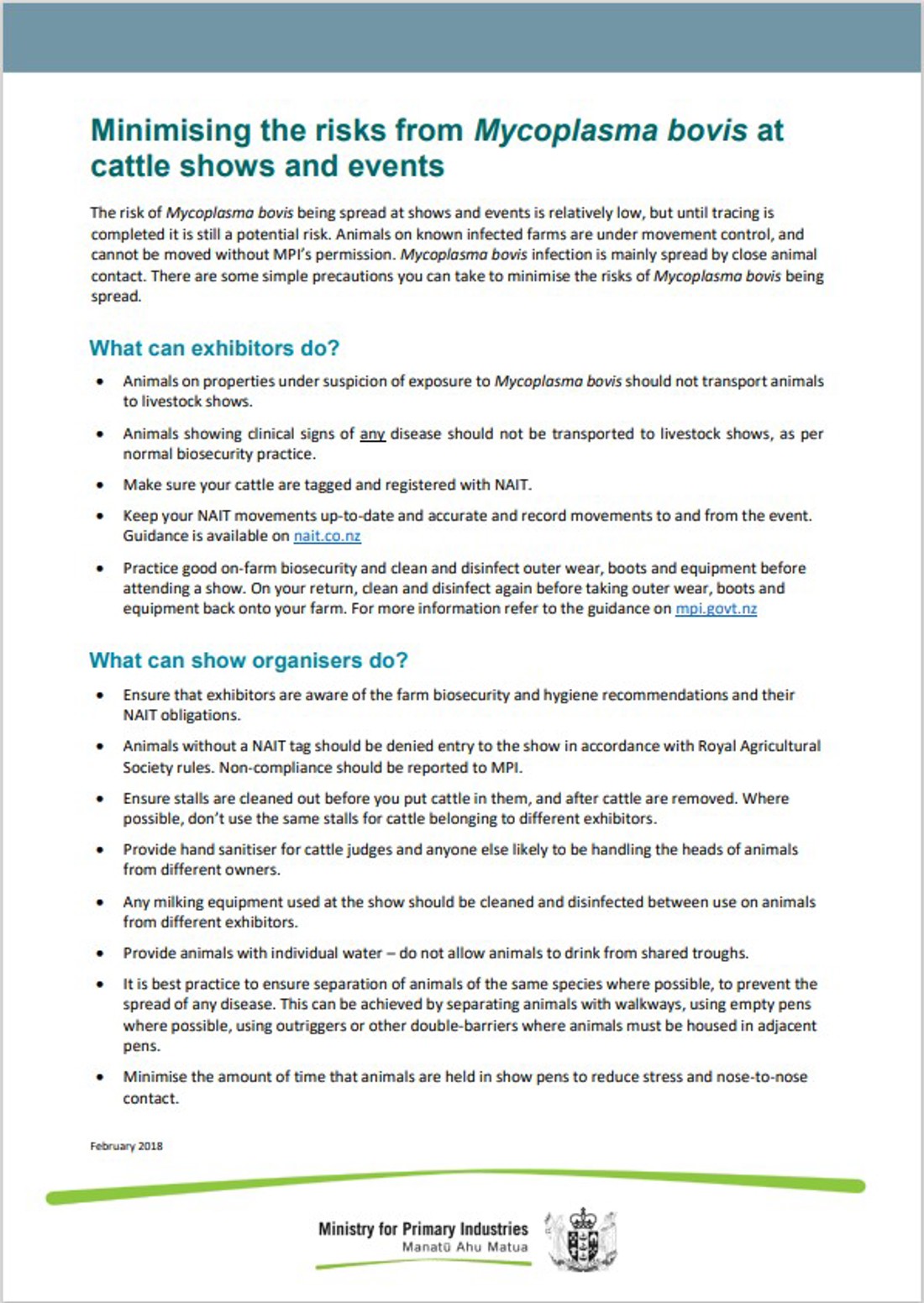 Minimising Risks Of Mbovis At Cattle Shows And Events Image