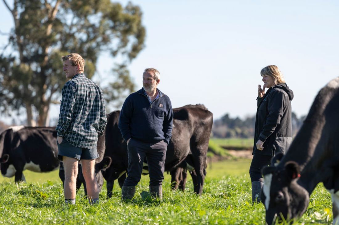 The Bunnik family in the paddock checking on their dairy herd.