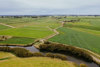 Aerial photo of a winter crop paddock in the South Island of New Zealand during winter grazing.