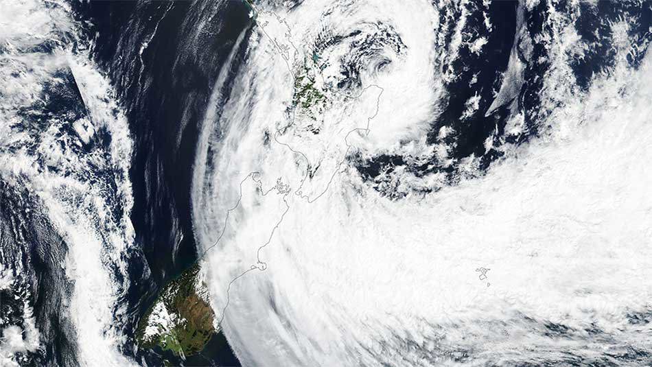 An aerial view of Cyclone Gabrielle.